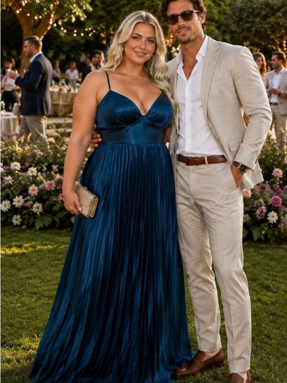Elegant Navy Blue Spaghetti-Strap Maxi Dress